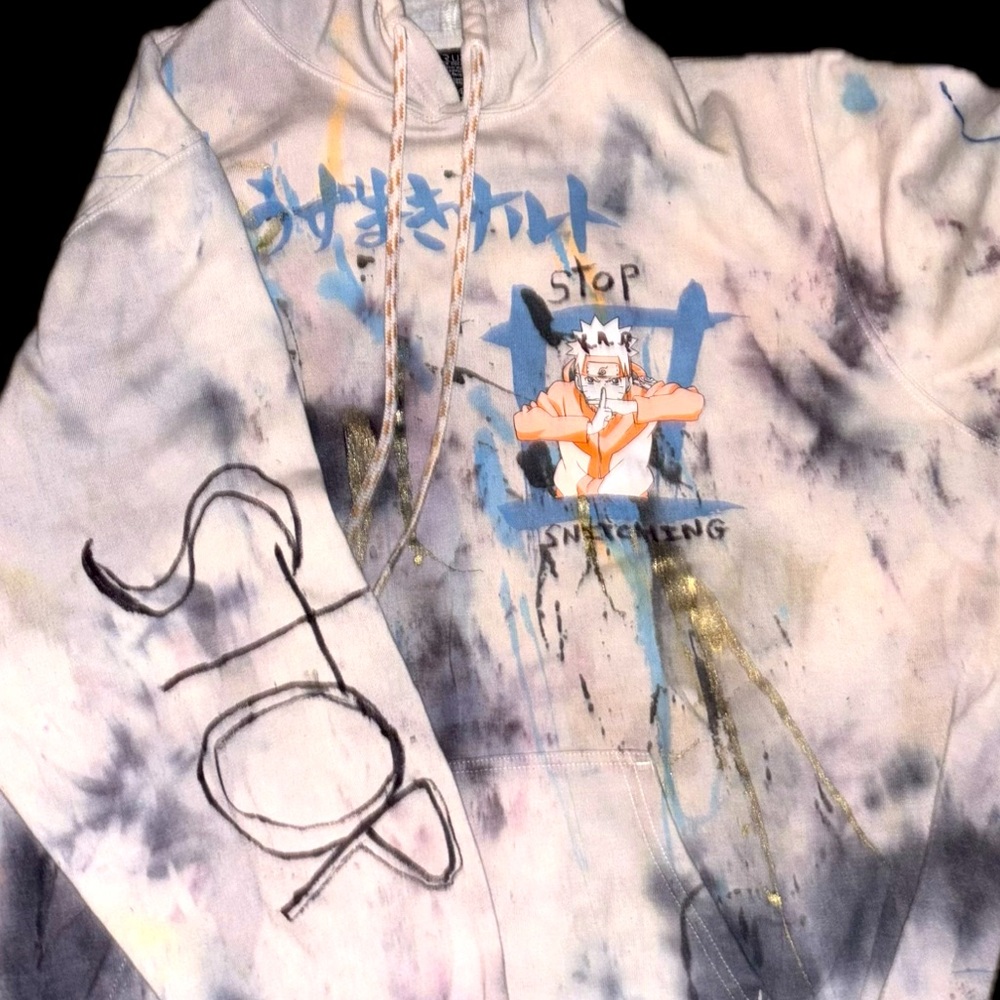 Hoody japanese 🆕 stop snitching anime oversized xl (xxl) hoodie NWOT TIE dye - Picture 16 of 17